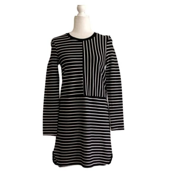 Principles Dress Black & White Striped Long Sleeves Tunic Dress Size 12 - Picture 1 of 14